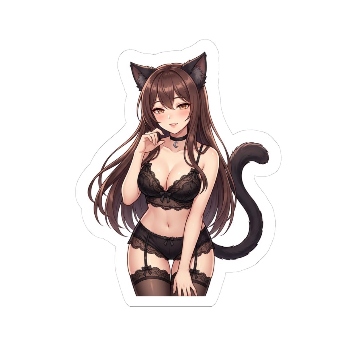 sexy cartoon lingerie sexy anime cat girl in lingerie AI Art | PixAI main image 0