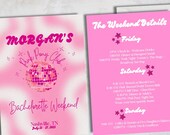 Pink Disco Bachelorette Invitation: Editable Itinerary Canva Template