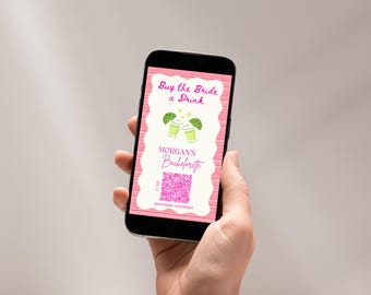 Code QR Tequila Sunrise | Fiesta finale de l'enterrement de vie de jeune fille | Publication Instagram « Achetez un verre à la mariée » | Modèle de toile modifiable