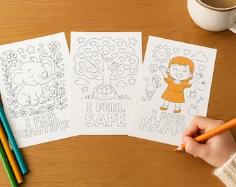 Affirmation Coloring Pages for Kids: Mindfulness Activity (Digital Download)