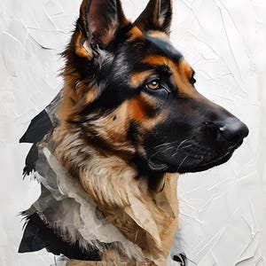 German Shepherd Wall Art | Digital Dog Portrait | AI German Shepherd Art | Pet Memorial Gift | Modern Dog Decor | Instant Download