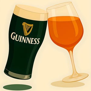 Guinness and Wine Cheers Digital Print | Minimalist Bar Art | Irish Pub Wall Decor | Instant Download | Drink Lovers Gift
