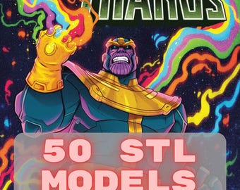 Set van 50 Thanos-figuren voor 3D-print, bundel Thanos-figuren 3D STL-modelafdruk, Thanos STL digitaal printbestand superheld