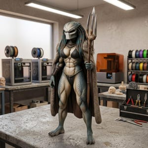 STL de fille prédatrice pour impression 3D, modèle d'impression STL de statue de méchant extraterrestre