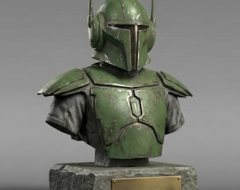 Busto de guerrero Mando STL para impresión 3D, modelo de impresión STL de estatua de Star Wars