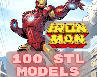 Set of Iron Superhero Figures for 3D Print, Bundle of Superhero Figures 3D STL Model Print, Superhero STL Digital Printing File Superhero