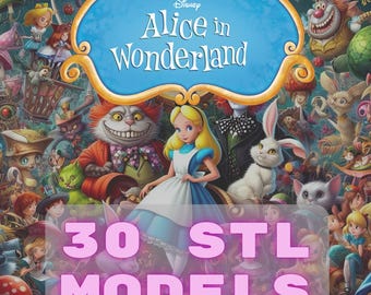 Set of Wonderland Alice for 3D Print, Bundle of Alice Figures 3D STL Model Print, Wonderland STL Digital Printing File of Cartoon Hero
