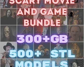 3Dプリント用ホラーSTLバンドル、印刷用ホラー映画とゲームの3D STLモデルセット、ホラー映画モデルを含むホラーデジタルファイルセット