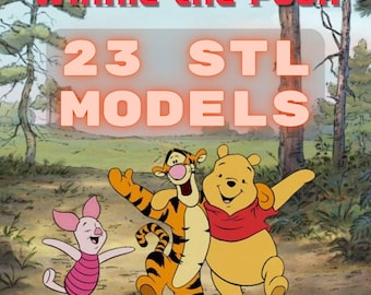 Set of Winnie And Friends Figures for 3D Print, Bundle of Winnie Figures 3D STL Model Print, Winnie STL Digital Printing File Cartoon Hero