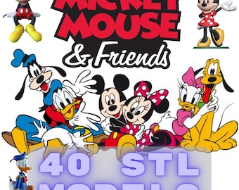 Set of Mickey And Friends Figures for 3D Print, Bundle of Mickey Figures 3D STL Model Print, Mickey STL Digital Printing File Cartoon Hero