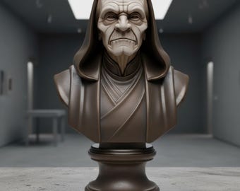 Palpatine Bust STL for 3D Print, Star War Statue STL Printing Model
