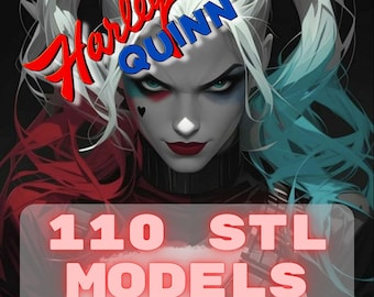 Set of 110 Harley Quinn Figures for 3D Print, Bundle of Villain Superhero Figures 3D STL Model Print