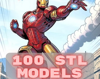 Set of Iron Superhero Figures for 3D Print, Bundle of Superhero Figures 3D STL Model Print, Superhero STL Digital Printing File Superhero
