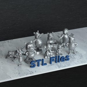 Zestaw figurek Kubusia Puchatka do druku 3D, zestaw figurek Kubusia Puchatka do druku 3D STL, plik do druku cyfrowego Kubusia Puchatka STL z bohaterem kreskówek