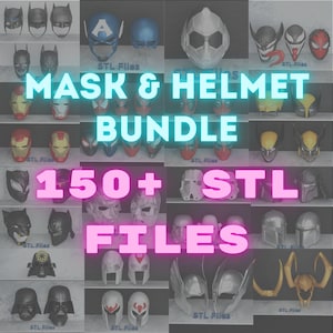 Set of Helmets And  Masks for 3D Print, Mask And Helmet Bundle 3D STL Model Print, STL Digital Printing File of Comic Hero Helmets Set