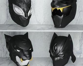 Set of Black Panther Masks for 3D Print, Black Panther Helmet 3D STL Model Print, STL Digital Printing File of Comic Super Hero Helmet