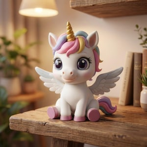 Joli bébé licorne avec des ailes STL pour impression 3D, modèle d'impression STL figurine statue