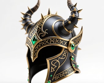 Decorative Helmet With Horns for 3D Print, Decorative Helmet STL Printing Model