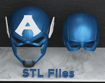 Set of Patriotic Hero Helmets for 3D Print, Superhero 3D STL Model Print, STL Digital Printing File of Comic Hero Helmet, Superhero 3D Print
