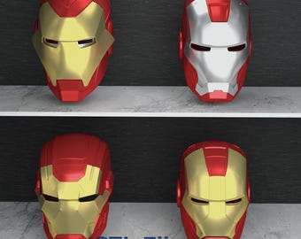 Set of Iron Superhero Helmets for 3D Print, Wearable Mask STL Model, Digital Printing File of Comic Hero Helmet