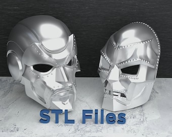 Set of Dr Doom Masks for 3D Print, Dr Doom Helmet 3D STL Model Print, STL Digital Printing File of Comic Hero Helmet, Superhero 3D Print
