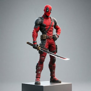 Superhero Figure With Sword STL for 3D Print, Cartoon Superhero Statue STL Printing Model