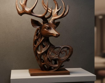 Busto de ciervo STL para impresión 3D, figura de cabeza de ciervo, modelo de impresión STL