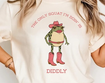 Funny Cowboy Frog T-Shirt: Sarcastic Western Humor, Lazy Gym Tee