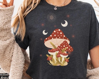 Celestial Mushroom Comfort Colors Shirt, Retro Boho Tee