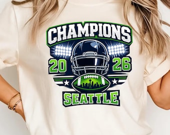 Vintage Seattle Champions Football Shirt, Retro Seattle Game Day Fan Tee