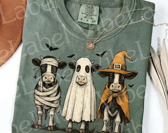 Halloween Ghost Cow PNG, Spooky Witch Farm Animal (Digital Download)