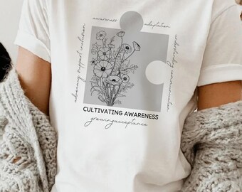 Autism Awareness Floral Puzzle T-Shirt: Inclusion Tee, SPED Gift