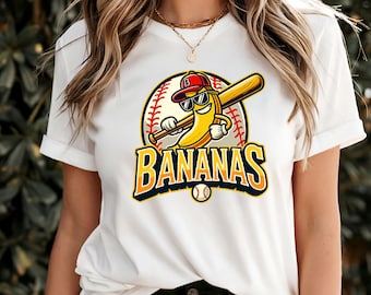 Lustiges Bananen-Baseball-T-Shirt: Savannah-Bananen-Maskottchen-Shirt, Spieltag-Baseball-Shirt, Bananen-Liebhaber-Geschenk, niedliches Sport-Fan-T-Shirt