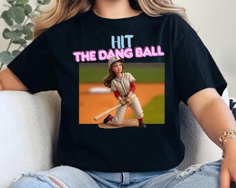 Game Day Softball Tee, Hit The Dang Ball Baseball Mom Shirt, Distressed Doll Face Meme