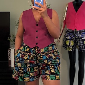 African Print Ankara Shorts: High-Waisted Women&#39;s Summer Shorts