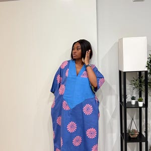 Handmade Adire Boubou Maxi Dress | Colorful African Print, Relaxed Fit