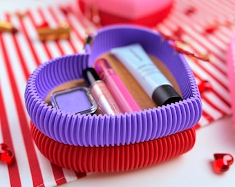 Heart Shaped Jewelry Organizer Tray: Cork Base, Stackable Desk Storage