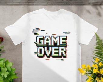 Camiseta Game Over Pixel Art: Camiseta Gamer Retrô de 8 Bits