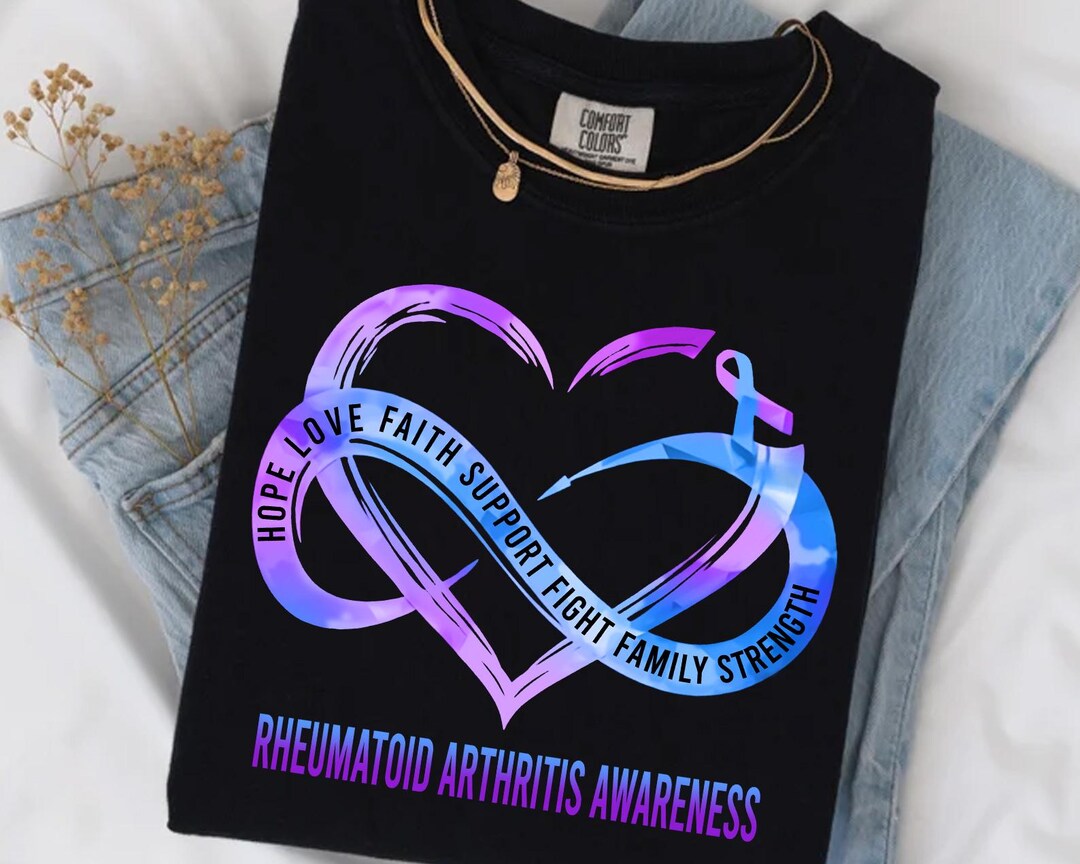 Rheumatoid Arthritis Awareness Shirt, RA Ribbon Heart, Chronic Illness ...