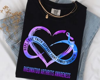 Rheumatoid Arthritis Awareness Shirt, RA Ribbon Heart, Chronic Illness Gift