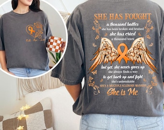 Camiseta de guerrero de la EM: Fe, esperanza y amor, diseño de alas de ángel