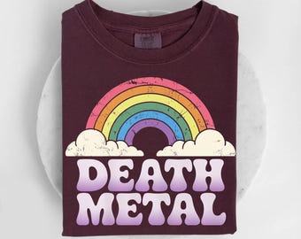 Death Metal Rainbow Shirt – Funny Retro Metalhead Tee for Music Lovers and Rock Fans
