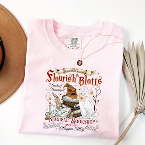 Magical Bookshop Shirt, Flourish and Blotts Tee, Bookish Wizard T-Shirt, Gift for Book Lover, Dark Academia Reading Shirt, Fantasy Reader