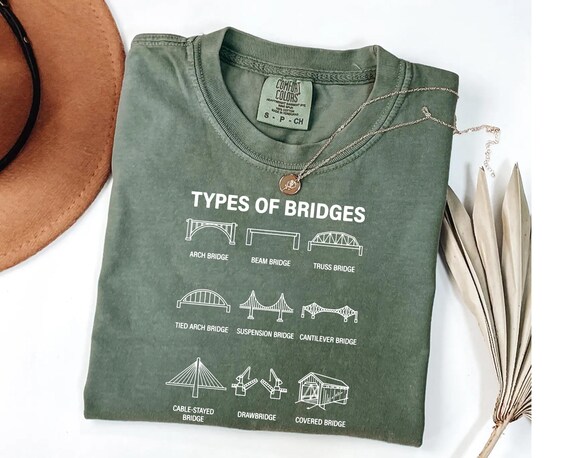 Civil Engineer Gift, Structural Engineering Tee, Types of Bridges Shirt,Professional Engineer Tee, Construction Worker Tee, Engineering Gift