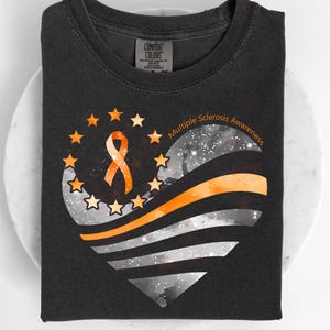Multiple Sclerosis Awareness Shirt – Orange Ribbon Heart, MS Warrior Support
