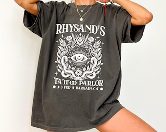 Rhysand's Tattoo Parlor Shirt - ACOTAR Merch Oversized Tee - Night Court Comfort Colors Shirt - Bookish Gift for Book Lovers, Velaris Shirt