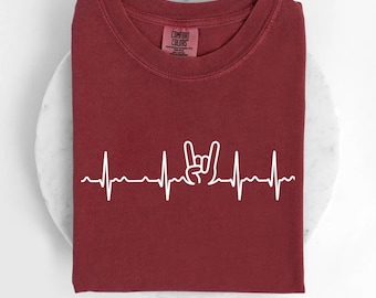 Rock Hand Heartbeat Shirt – Minimalist Heavy Metal Music Tee for Rock Lovers and Musicians