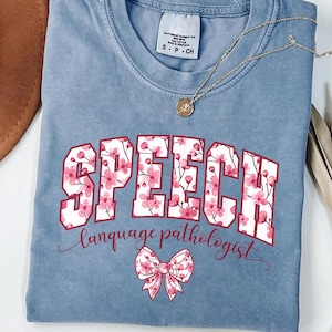Speech Language Pathologist PNG, Floral Speech Therapist Sublimation Design, Cute Bow SLP Clipart, SLP Appreciation Digital Download