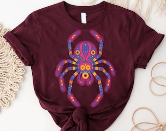 Camiseta de araña psicodélica: Arte bohemio con insectos