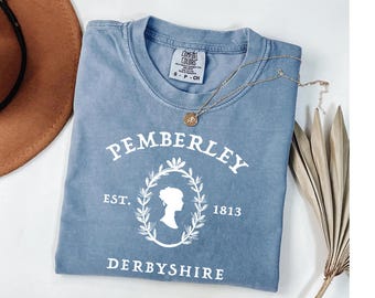 Pemberley Derbyshire Est 1813 Shirt, Jane Austen Silhouette Tee, Minimalist Pride and Prejudice Gift, Bookish Librarian Tee, Reader Gift